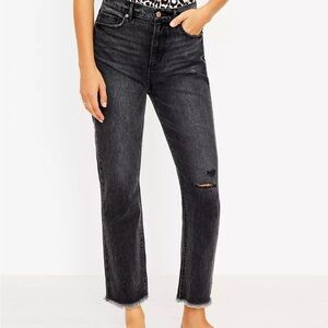 Ann Taylor LOFT High Rise Straight Crop Jeans in Washed Black Wash NWT